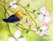 Yellow Bird With Flowers