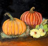 Pumpkins in the Fall Acrylic on Wood