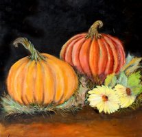 Pumpkins in the Fall Acrylic on Wood