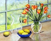 tulips on the window