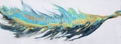 Turquoise Feather Fluid Art