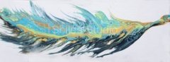 Turquoise Feather Fluid Art